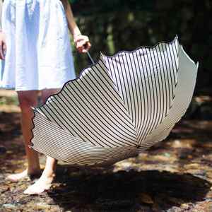 雨伞女晴雨两用防晒防紫外线黑胶学生手动折叠条纹太阳伞女遮阳伞