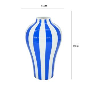 奢摆件格花瓶感高级北欧客厅点轻器简约陶瓷蓝色菱波插花