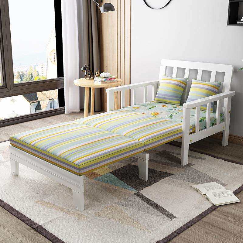 简约小户型实木沙发床家用折叠客厅多功能两用办公阳台伸缩单人床