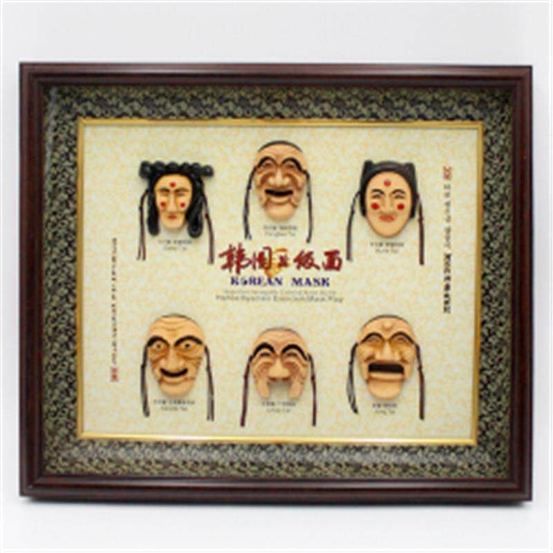 韩国民俗假面挂画相框画墙挂韩国料理店装饰品家居挂件挂饰礼品
