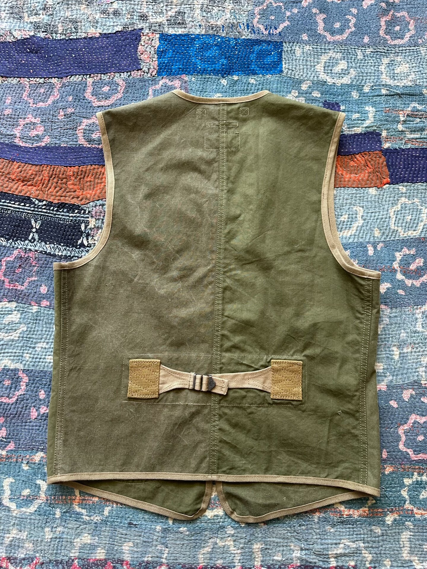 RRL Green Canvas Patchwork Vest — front