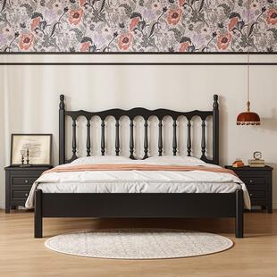 法式 全实温莎床 复古黑色1.5m1FS757229.8m双人床现木代卧简约美式