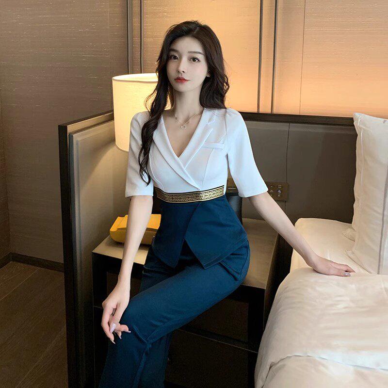 技师工作服足疗气质套装2025新款高端美容院足道按摩工衣长裤