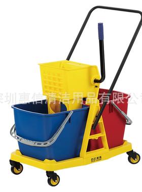 白云AF08073大号双桶榨水车60升柞水车挤水桶地拖把桶移动清洁桶