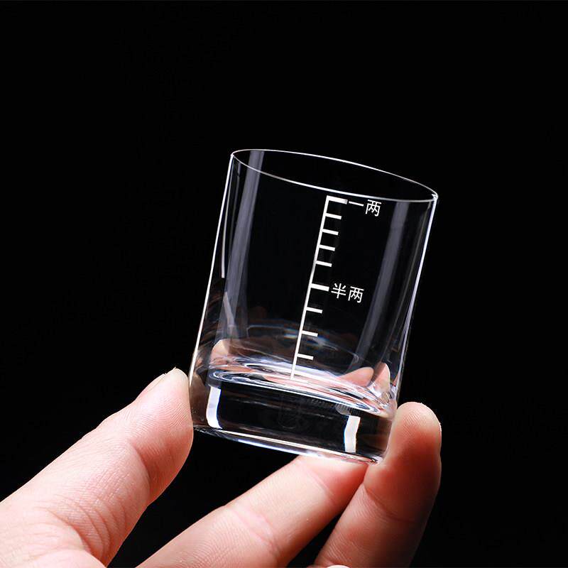 捷克进口6祇装水晶玻璃带刻度白酒杯烈酒杯家用一两小酒杯分酒器