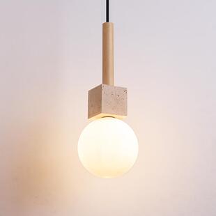奶油风卧室床头小吊灯日式原木风单头可升降咖啡厅吧台民宿灯具