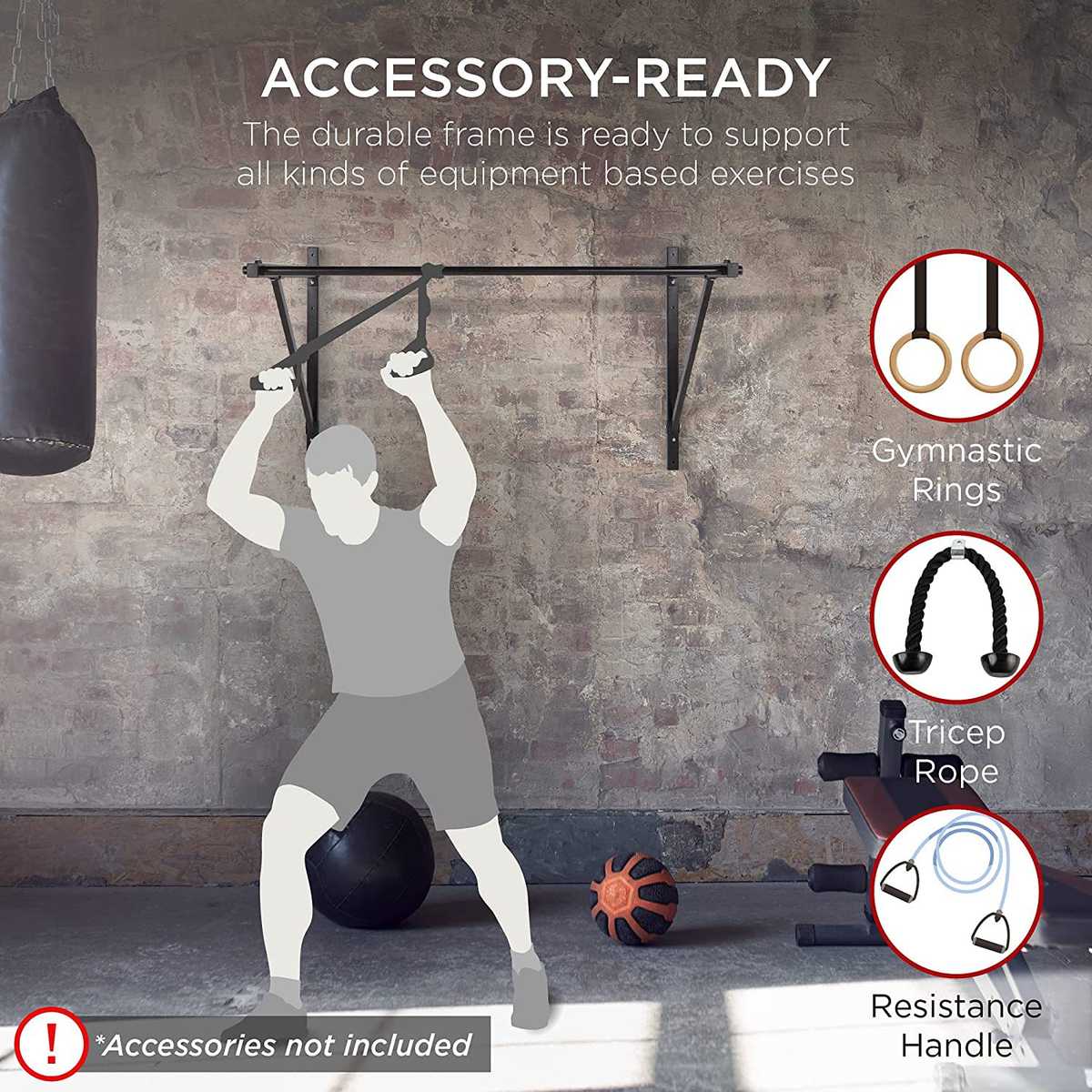 厂家直供引体向上器墙壁面打孔单杠家用室内双杆吊环拉绳沙袋庭架