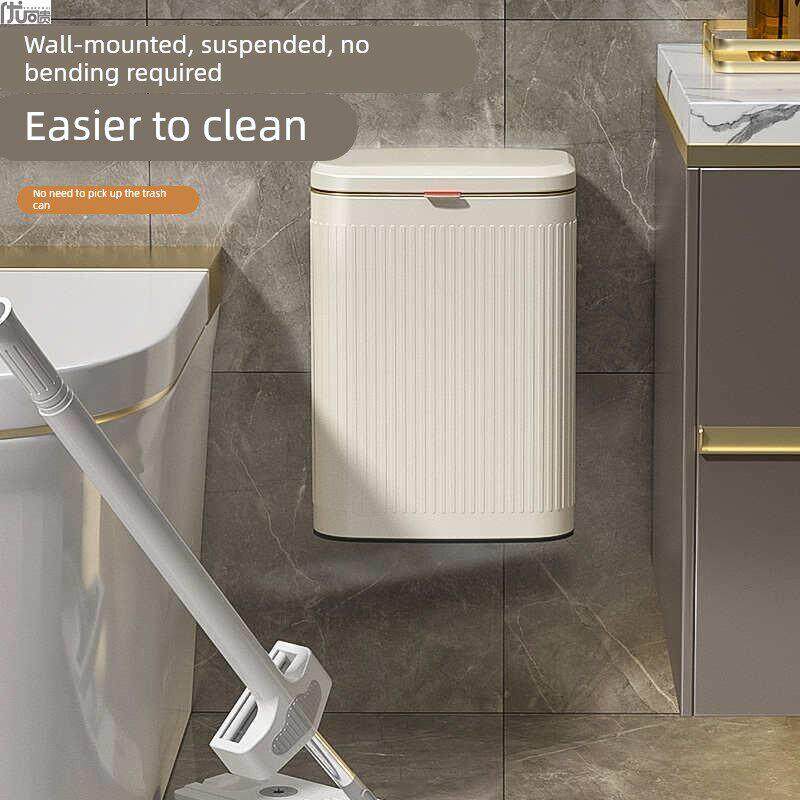 不锈钢壁挂垃圾桶卫生间厕所2023新款家用夹缝带盖厨房挂式卫生优