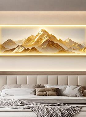 日照金山卧室装饰画主卧床头高级感挂画背有靠山客厅背景墙壁画灯