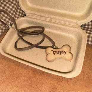 小狗饼干项链骨头牌puppy宠物戴的元素偏执的线条2024网红同款