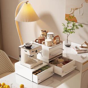 可叠咖啡器具收纳防尘台面咖啡置物架抽屉桌面杯架双层吧台置物架