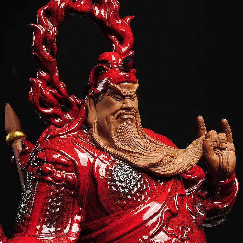 曾国清陶瓷中式文武财神摆件关公财神爷关二爷关羽神像招财送礼品