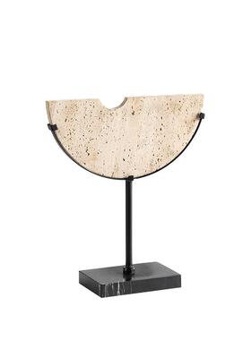 侘寂风高档黄洞石大理石艺术摆件样版房酒店客厅玄关装饰品