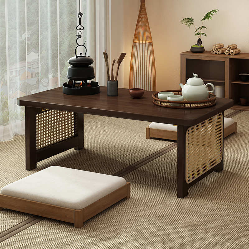 飘窗小桌子家用榻榻米茶桌禅意日式非实木可折叠炕几卧室坐地矮桌