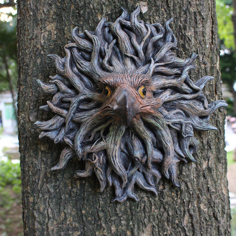 新款现货树根鹰头挂件树挂壁挂花园户外园林树脂仿真动物雕像装饰