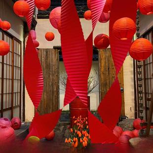 国庆装饰瓦楞纸挂饰中秋灯笼拉花彩带新年商场店铺氛围场景布置