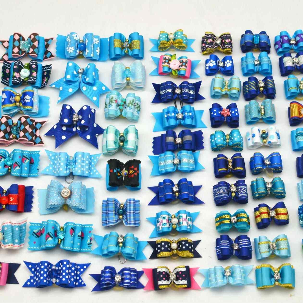 绿紫蓝黑系列宠物饰品珍珠水钻蝴蝶结比熊泰迪头花领结