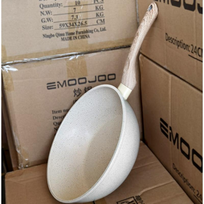出口日本订单!麦饭石不粘锅家用迷你小锅易清洗平底小炒锅带蒸笼