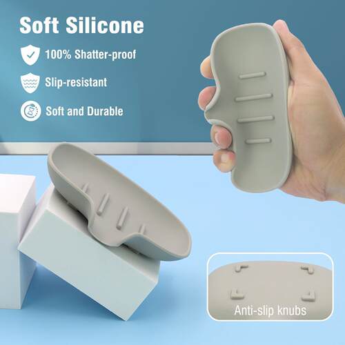 Silicone Soap Dish Drain Bar Soap Holder Shower/Bathroom