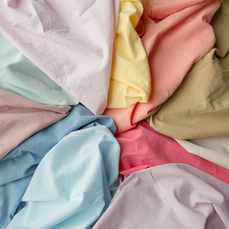 韩国COTTONVILL新升级高档水洗纯棉纯色素色服装床品布料柔软面料