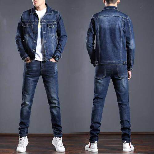 Denim Suit Men's Slim Micro-stretch Two-piece Spring and
