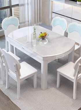 餐桌简约现代小型微晶A162189客厅清石爽家变用可伸户缩可圆桌实