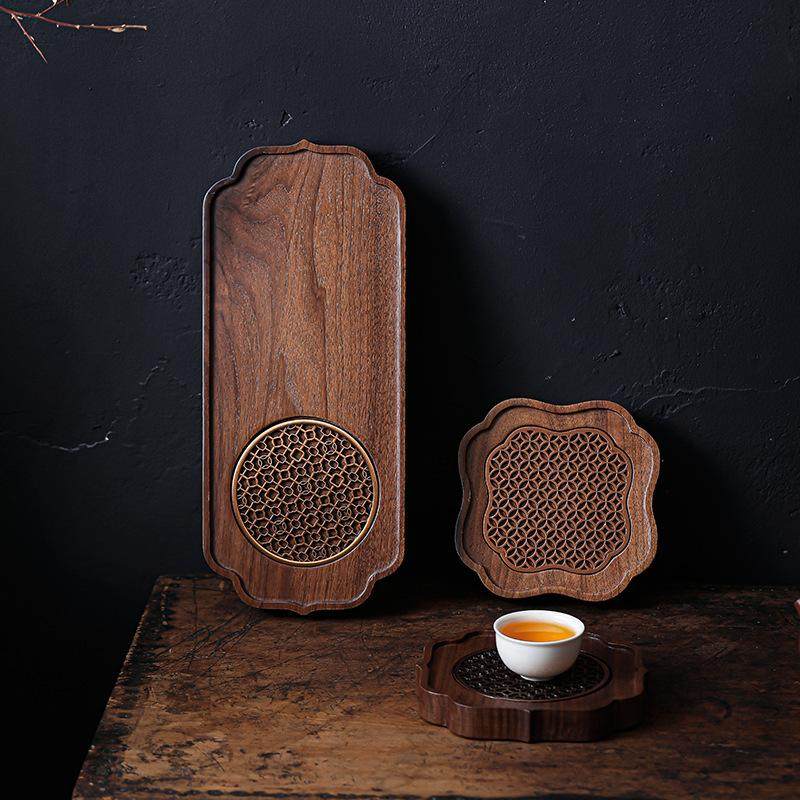 北美黑胡桃木小型干泡台壶承紫砂养壶垫实木高端新中式家用茶托盘,餐饮具,茶托,淘宝优惠券,粉丝福利购,淘宝优惠卷