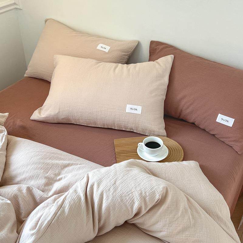 A类婴儿级全棉双层纱四件套100纯棉裸睡床单三层纱布日式床上用品