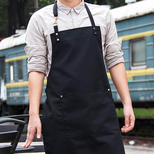 帆布围裙logo印字家用厨房做饭烘焙画画男女餐厅服务员牛仔工作服