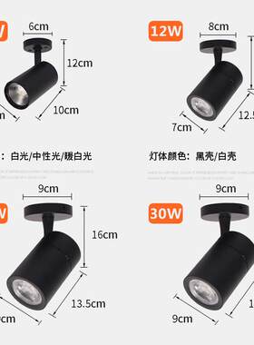 ed明装射灯2l030w服店免轨道条家用背景墙cob吸顶导轨w道灯店铺展