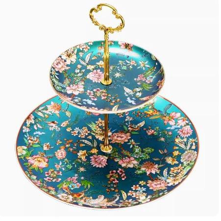 骨瓷果盘三层下甜午茶点心盘蛋糕盘品架水JC-088子台摆件展示子架