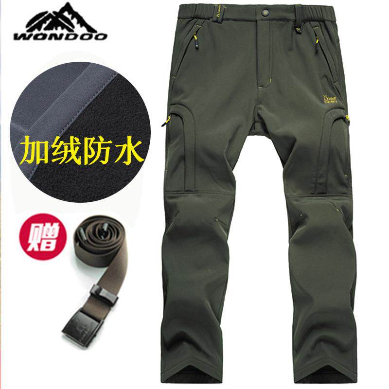 冬款户外软壳裤男女保暖防水防风冲锋裤加绒加厚抓绒裤登山徒步北