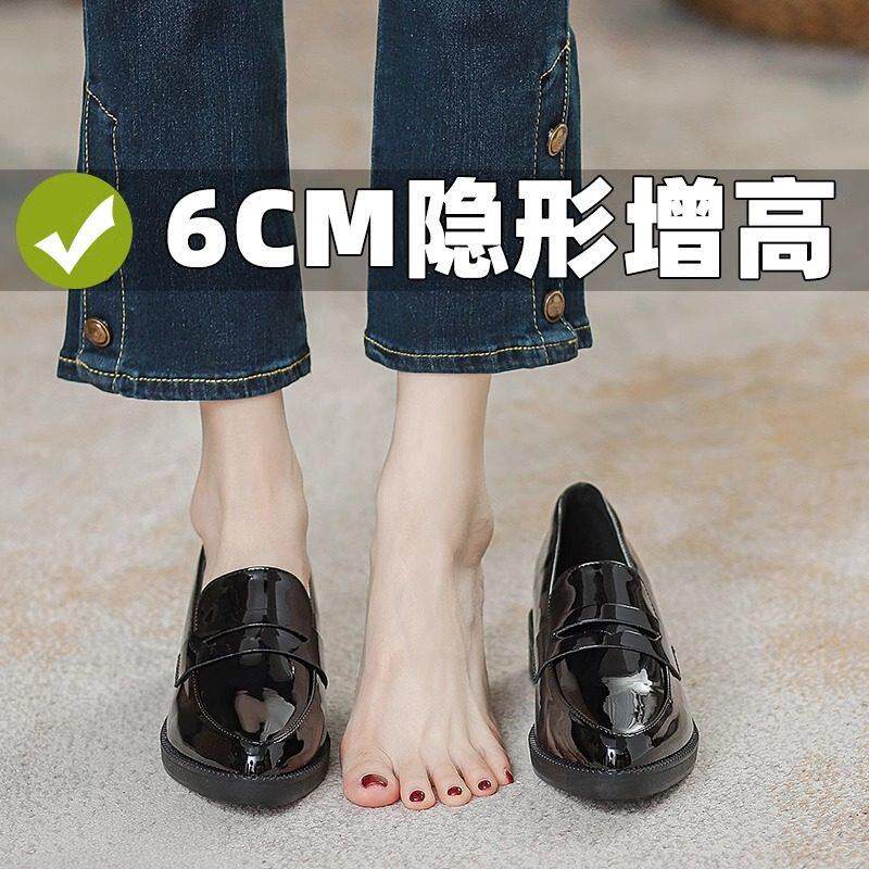 真皮乐福鞋女款2025年春秋季英伦风通勤时尚小皮鞋内增高尖头包鞋