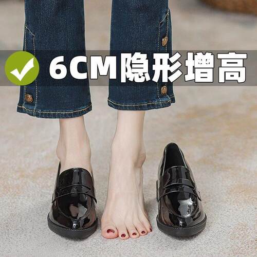 真皮乐福鞋女款2026春秋新款英伦风通勤好看小皮鞋内增高尖头包鞋