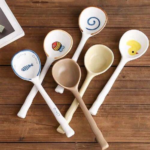 Japanese Ceramic Spoon Handmade Soup Spoons Cute Dessert
