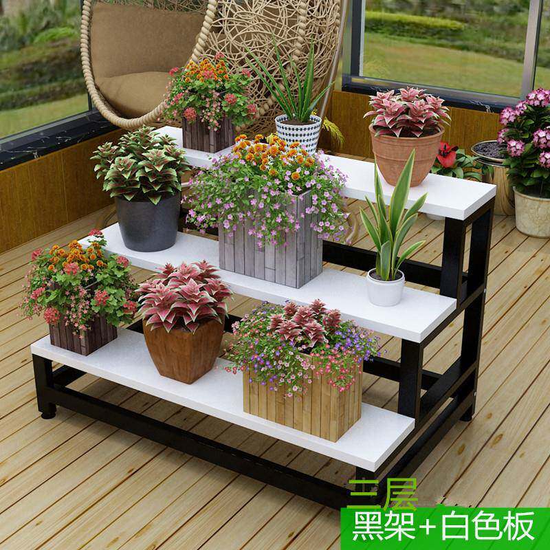 室内阳台梯形置物架铁艺花店花架多层多肉花盆阶梯式落地展示架