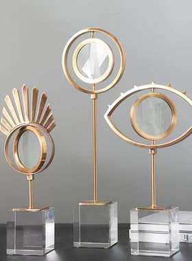 现代简约欧式酒柜摆件玄关创意书房铁艺饰品放大镜造型软装摆设