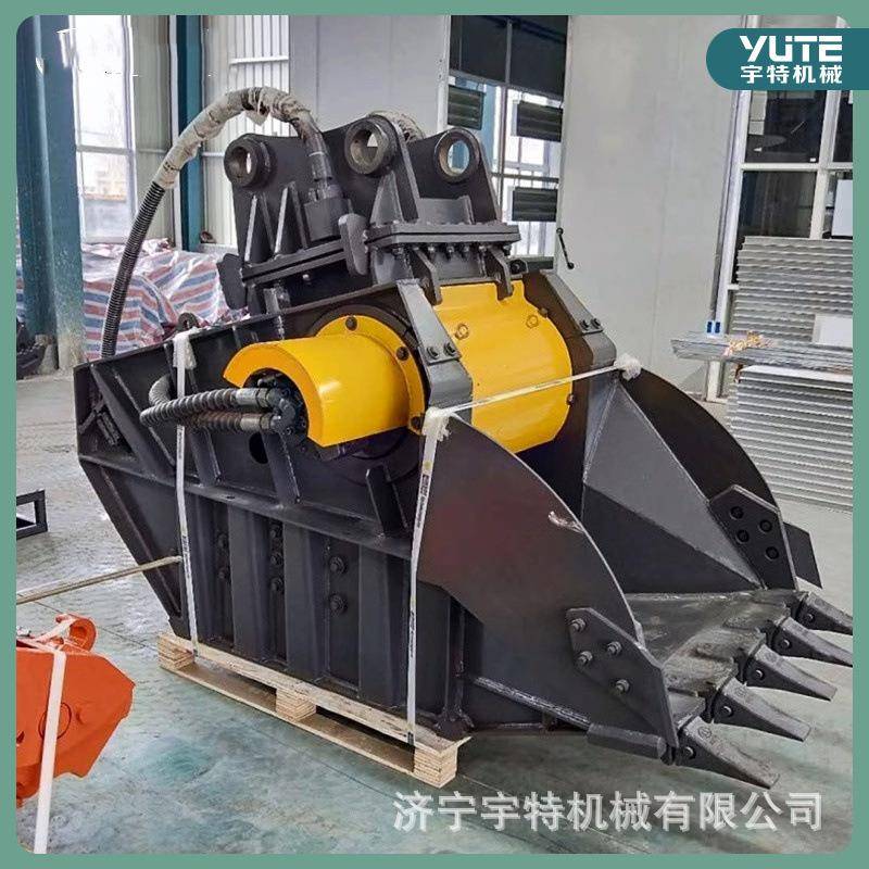 破碎斗多功能岩石挤压挖机破碎石子设备挖掘机岩石破碎铲斗