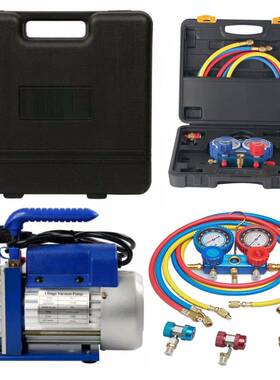 油泵现货直销极限压力3.5CFM单级1升小型旋片式真空泵冷媒加氟表