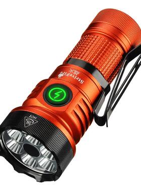 筒新款七眼强光手F47电充电超远led紫光家用户外夹亮帽多射功能强