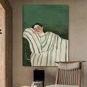 纯手绘物GMW油绿画古风色客厅玄关装 饰画高档慵懒少中女卧室人手