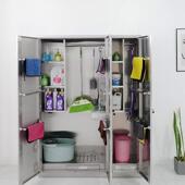 3洁4不0锈清柜阳台杂物收纳保洁卫生柜SC 清洁拖把钢扫把清洁工具