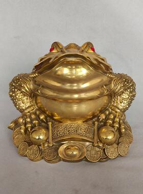 新款直销三足金蟾进宝摆件黄铜金属金蟾工艺品多尺寸居家办公场所