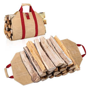 新品柴火袋打蜡帆布伐木袋好卖木柴收纳袋