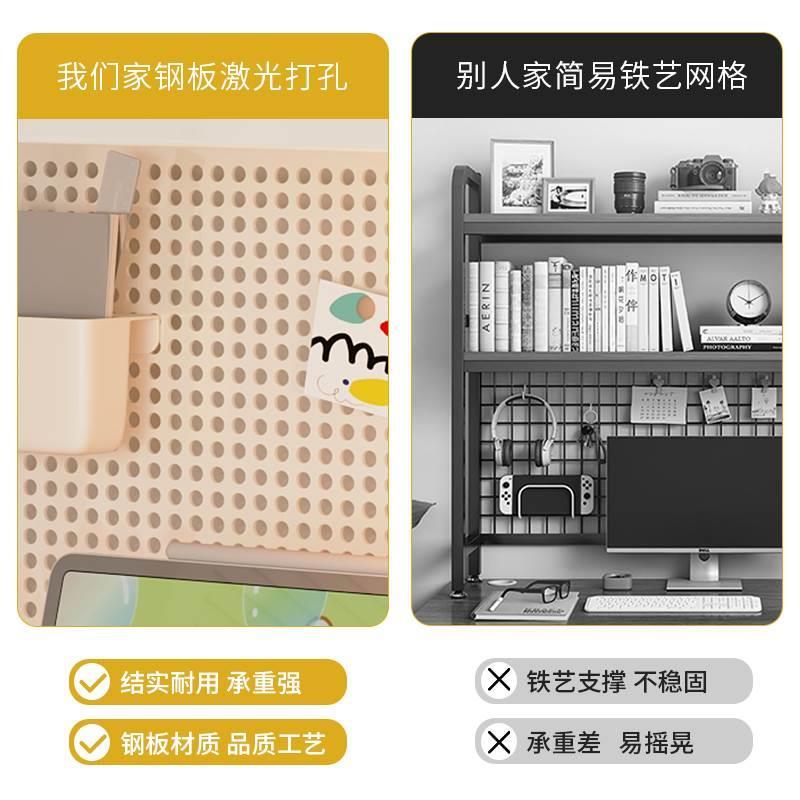 新品桌面洞洞板置物架书桌收纳桌上书架学生电脑桌多层铁艺工位整
