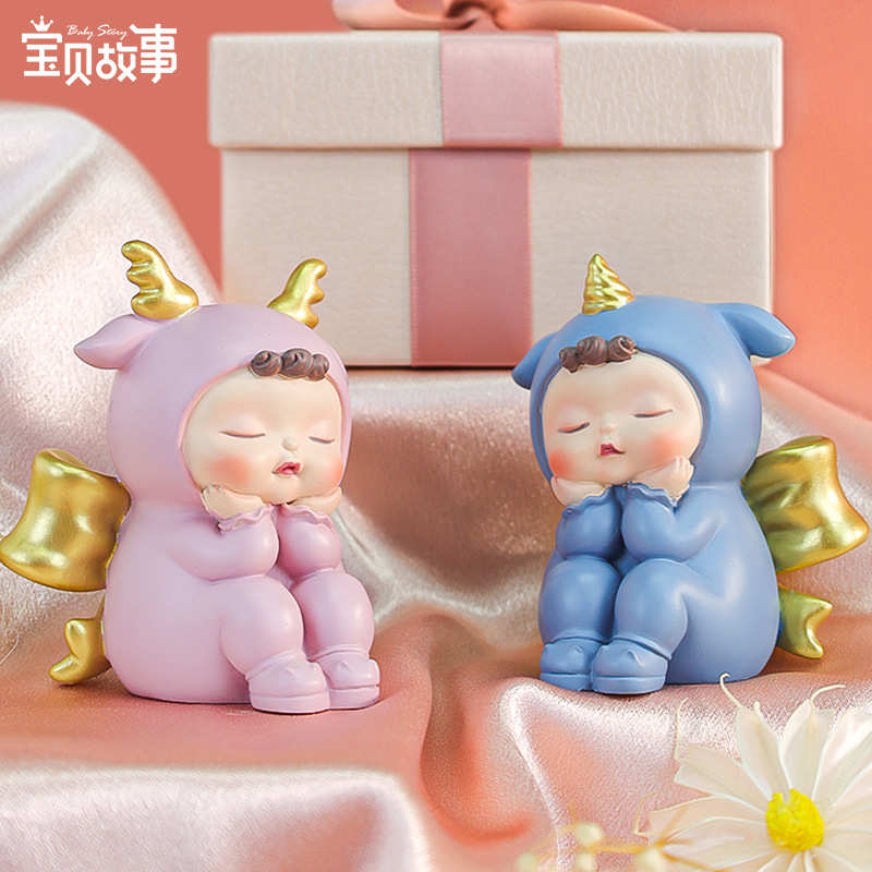遥远之梦桌面装饰摆件批发可爱蝴蝶结小天使树脂公仔摆饰情侣礼物