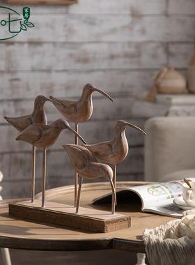 美艺式仿古A2574玄创意关小鸟摆件圣主题装饰品诞茶餐厅氛围感工