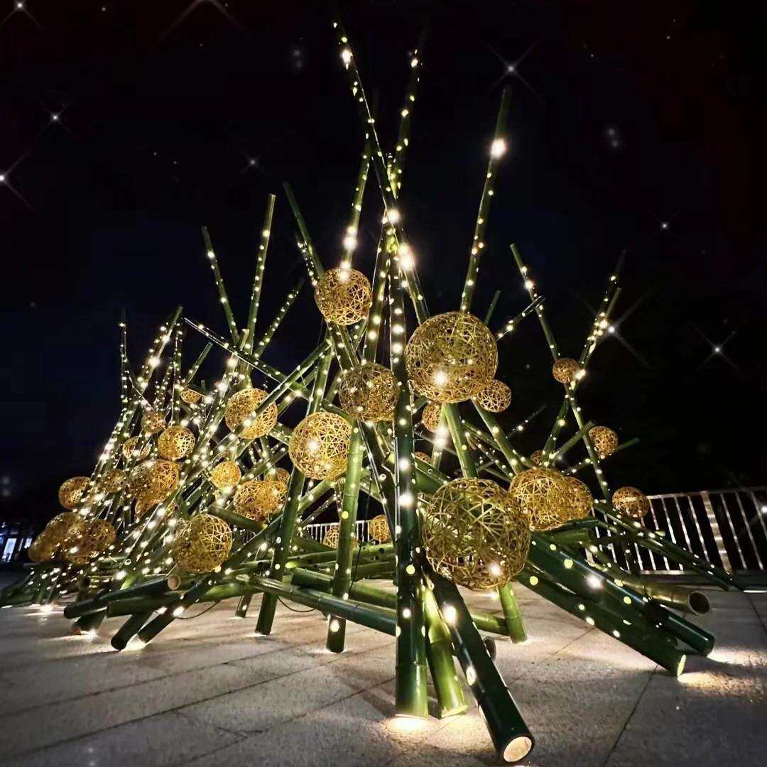 LED户外竹子造型景观灯商场景区公园不锈钢植物雕塑灯亮化文旅灯