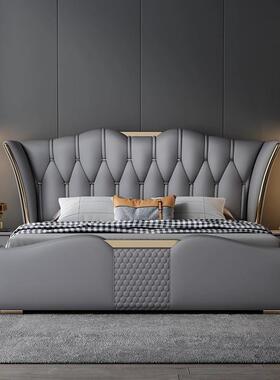 米轻奢皮床现代简约18主卧高大气双人2米大床端202新5款0000储物