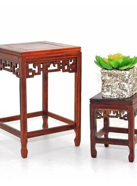 鸡翅木酸枝木明式小花架摆件奇石盆景架子多肉花盆实木正方底座